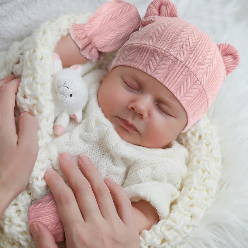 DRESHOW BQUBO Newborn Baby Hats Bear Ears and Mittens Sets Preemie Caps Baby Boy Girl Infant Hospital Beanie for 0-3 Months - Image 2